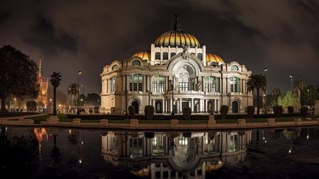 Night view of Palacio de Bellas Artesの素材