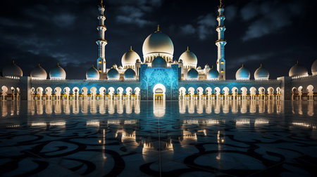 Night view of Sheik Zayed Grand Mosqueの素材
