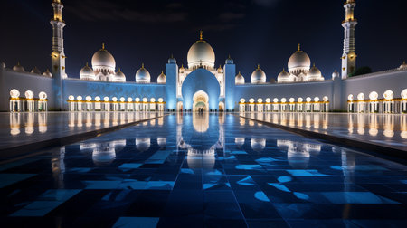 Night view of Sheik Zayed Grand Mosqueの素材
