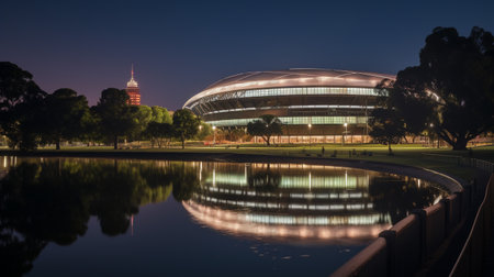 Night view of The Adelaide Ovalの素材