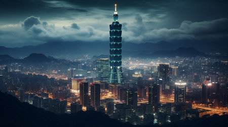 Night view of Taipei 101の素材