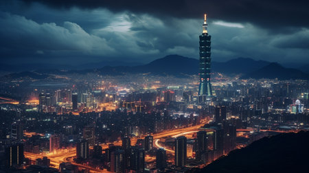Night view of Taipei 101の素材