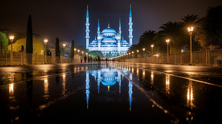 Night view of The Blue Mosqueの素材