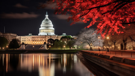 Night view of United States Capitolの素材