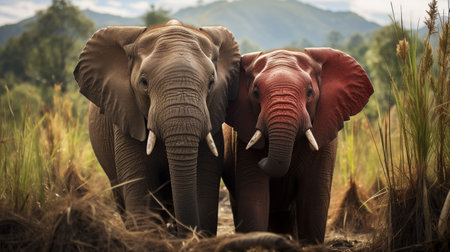 photo of heart-melting two African Elephants with an emphasis on expression of loveの素材