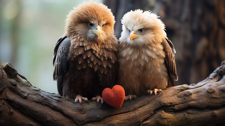 photo of heart-melting two Eagles with an emphasis on expression of loveの素材