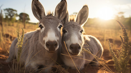 photo of heart-melting two Donkeys with an emphasis on expression of loveの素材