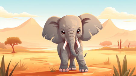 a cute little African Elephant in vector styleの素材