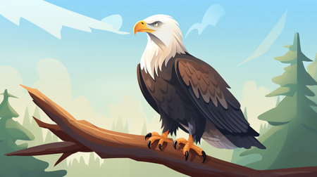a cute little Bald Eagle in vector styleの素材