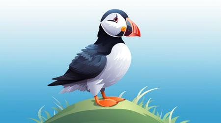 a cute little Atlantic Puffin in vector styleの素材