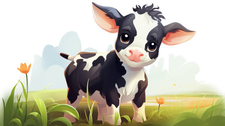a cute little Cow in vector styleの素材