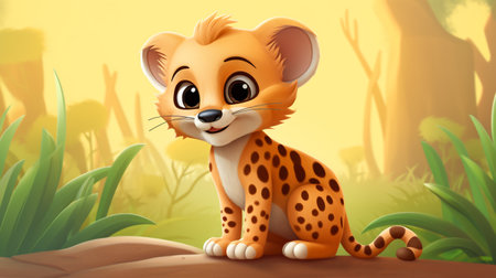 a cute little Cheetah in vector styleの素材