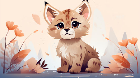 a cute little Lynx in vector styleの素材