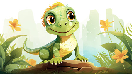 a cute little Iguana in vector styleの素材