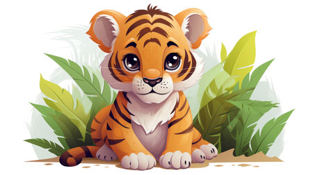 a cute little Tiger in vector styleの素材