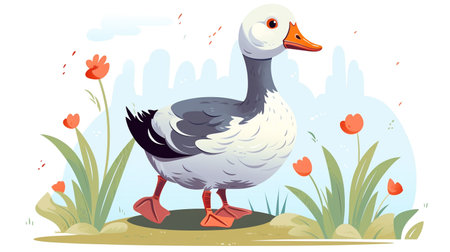 a cute little Muscovy Duck in vector styleの素材