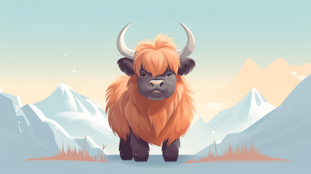 a cute little Yak in vector styleの素材