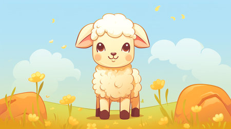 a cute little Sheep in vector styleの素材