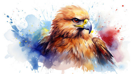 a cute little Eagle in watercolor styleの素材