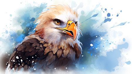 a cute little Bald Eagle in watercolor styleの素材