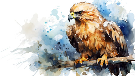 a cute little Eagle in watercolor styleの素材
