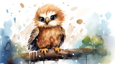 a cute little Eagle in watercolor styleの素材