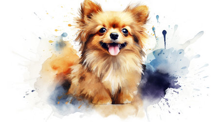 a cute little Dog in watercolor styleの素材