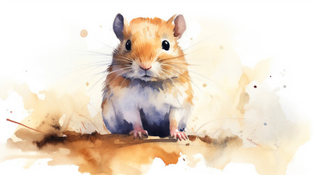 a cute little Gerbil in watercolor styleの素材