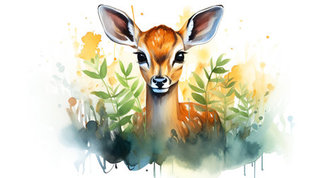 a cute little Impala in watercolor styleの素材