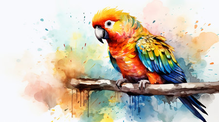 a cute little Parrot in watercolor styleの素材