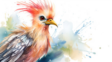 a cute little Secretary Bird in watercolor styleの素材