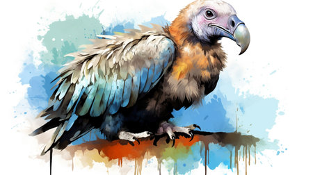 a cute little Vulture in watercolor styleの素材