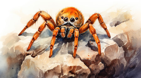 a cute little Tarantula in watercolor styleの素材
