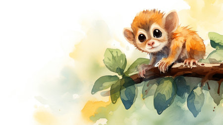 a cute little Squirrel Monkey in watercolor styleの素材