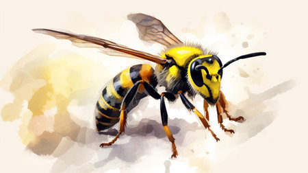 a cute little Wasp in watercolor styleの素材