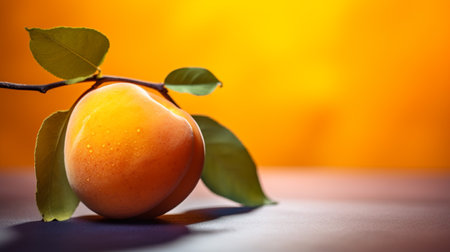 Photo of Apricot fruit half against a colorful abstract backgroundの素材