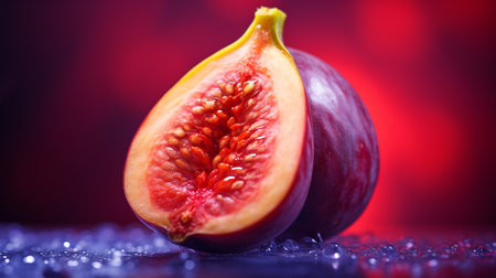 Photo of Casava fruit half against a colorful abstract backgroundの素材