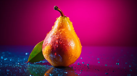 Photo of Buni fruit half against a colorful abstract backgroundの素材