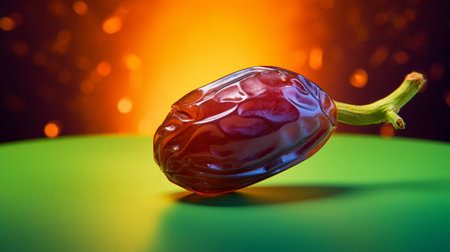 Photo of Date fruit half against a colorful abstract backgroundの素材