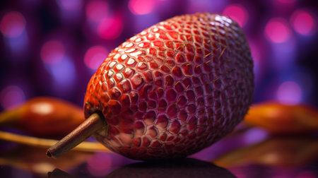 Photo of Snake fruit half against a colorful abstract backgroundの素材