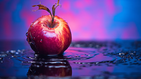 Photo of Water apple fruit half against a colorful abstract backgroundの素材