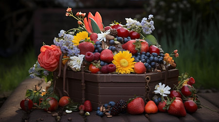 Freshly picked Chocolate fruit from garden placed in the boxesの素材