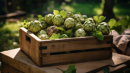 Freshly picked Cherimoya fruit from garden placed in the boxesの素材