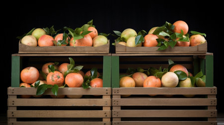 Freshly picked Maracuja fruit from garden placed in the boxesの素材