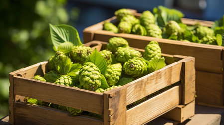 Freshly picked Noni fruit from garden placed in the boxesの素材