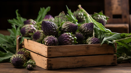 Freshly picked Thistle fruit from garden placed in the boxesの素材