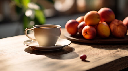 Photo of Coffee fruit on a minimalist tableの素材
