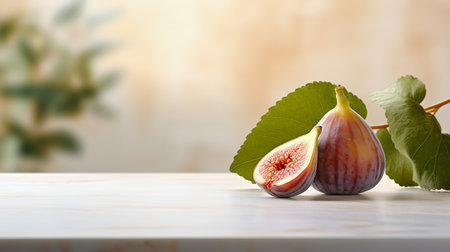Photo of Fig on a minimalist tableの素材