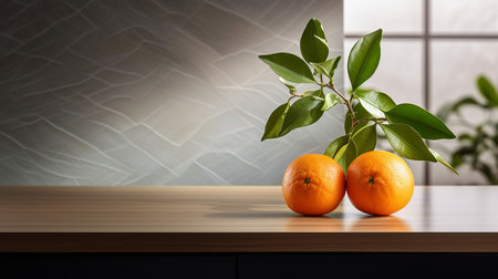 Photo of Mandarin on a minimalist tableの素材