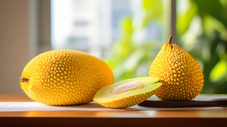 Photo of Jackfruit on a minimalist tableの素材